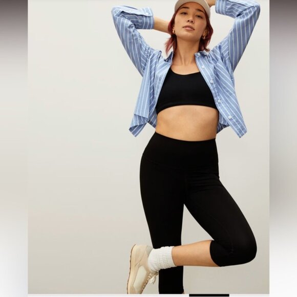 Everlane - The Way-Short Shirt in Silky Cotton - Mariner Blue & White - XL - Picture 5 of 7